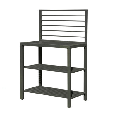 Îlot de cuisine extérieur avec rangement, îlot de cuisine en aluminium avec support de rangement double, centre de bar autoportant avec housse de protection intérieur extérieur