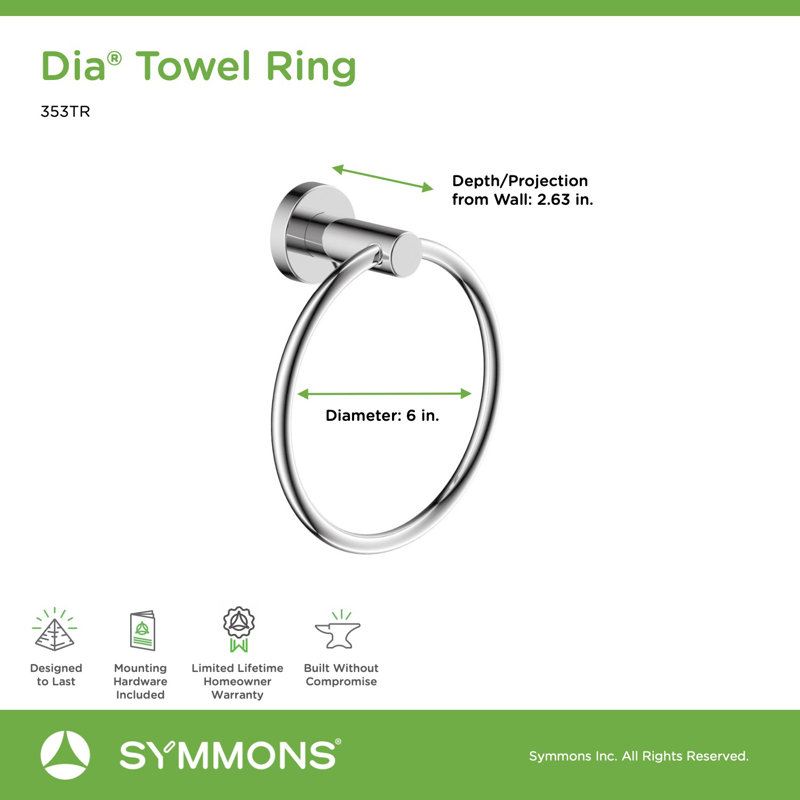 Dia Wall Mounted Towel Ring, Chrome
