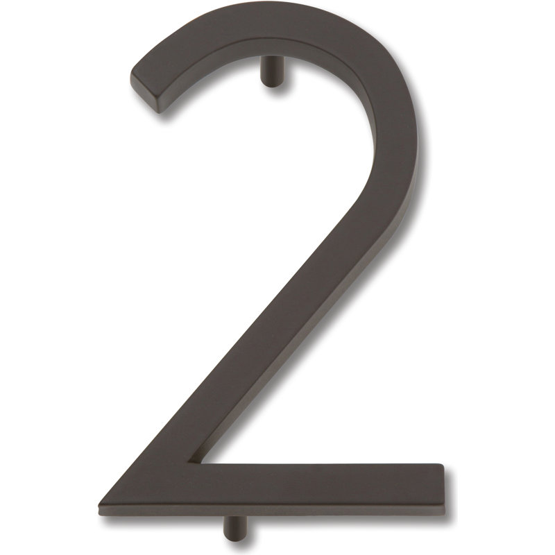 Modern Avalon 4-1/2" H Floating Mount House Number, 2, Aged Bronze