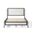 Lit double avec tête de lit en tissu blanc, cadre argent champagne et noir-809187740