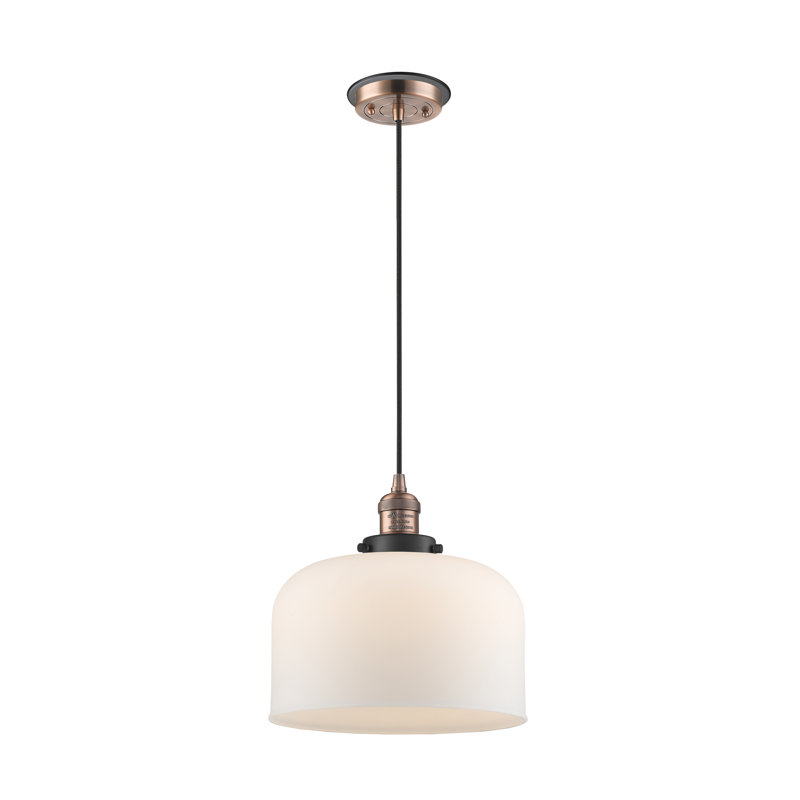 Lattimer 1 - Light Single Pendant, Seedy, Antique Copper with Matte Black accents