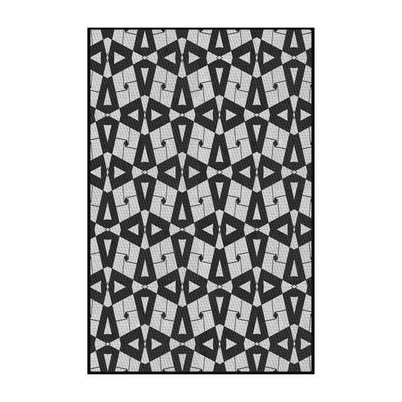 Tapis noir/blanc tissé à la machine, Tapis de couloir 2 pi x 5 pi