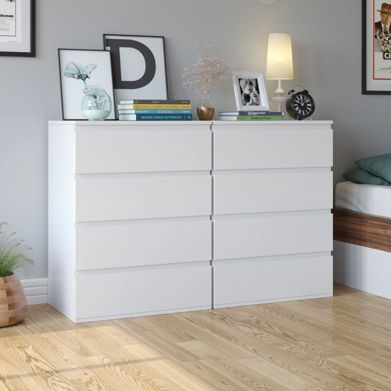 Ensemble de table de chevet 4 tiroirs, Blanc