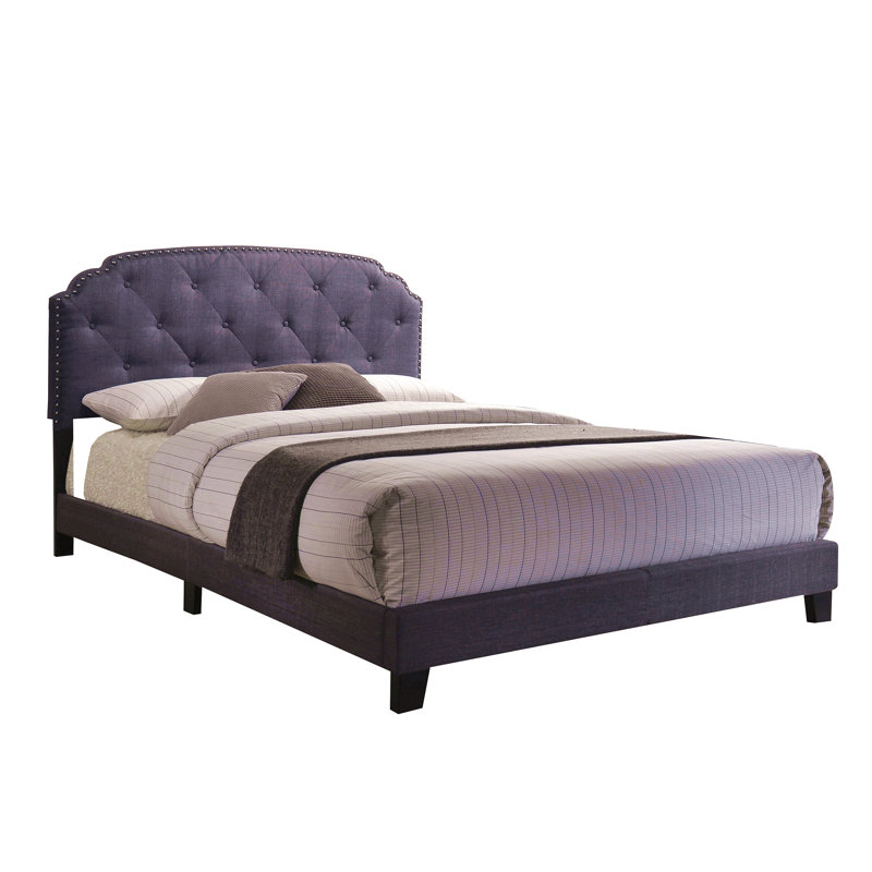 Grand lit tapissier gris