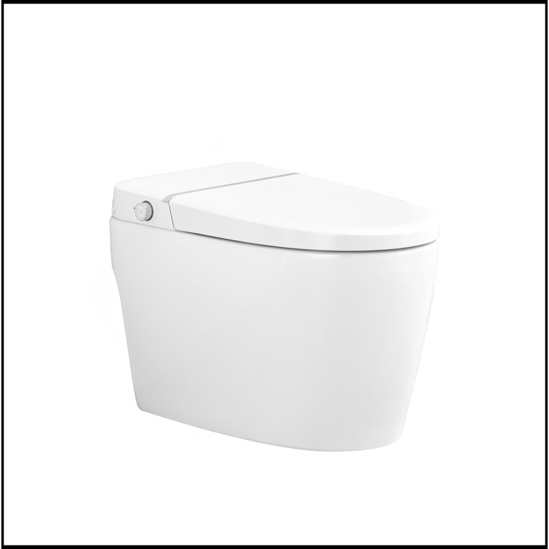 Smart Toilet Bidet Combo With Self-Cleaning Nozzle, Heated Seat, Night Light, Knob Control, Power Outage Flushing, Soft Close, Auto Flush, With Remote Control