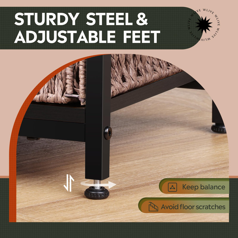 3-Tier Side Table with Storage, Black