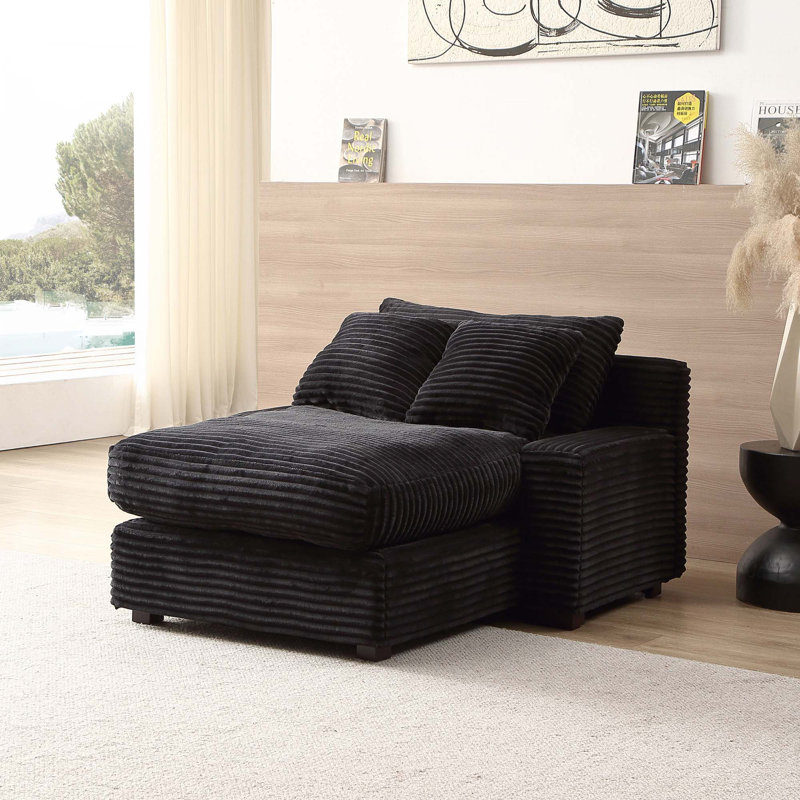 Corduroy Sleeper Sofa Couch, Black