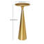 Table à boissons ronde en acier de 24 po de hauteur avec base fuselée, table d'appoint minimaliste moderne pour le salon et la chambre à coucher - Finition dorée