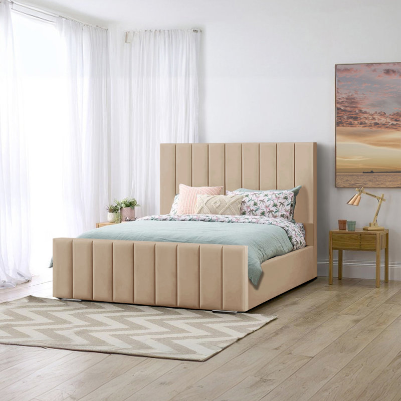 Arlon Upholstered Bed, Double (4'6), Beige