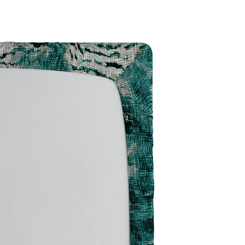 Drap-housse rustique Ambesonne, Bleu sarcelle foncé, bleu cadet / abstrait, Drap-housse de taille très grand