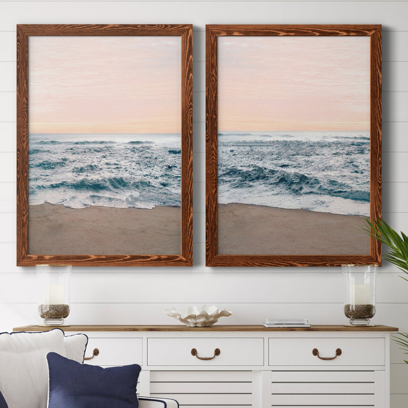 Turning Tides I - ensemble de 2 reproductions de photos, H 31,5 po x l 47 po x P 1,5 po, Toile avec cadre érable