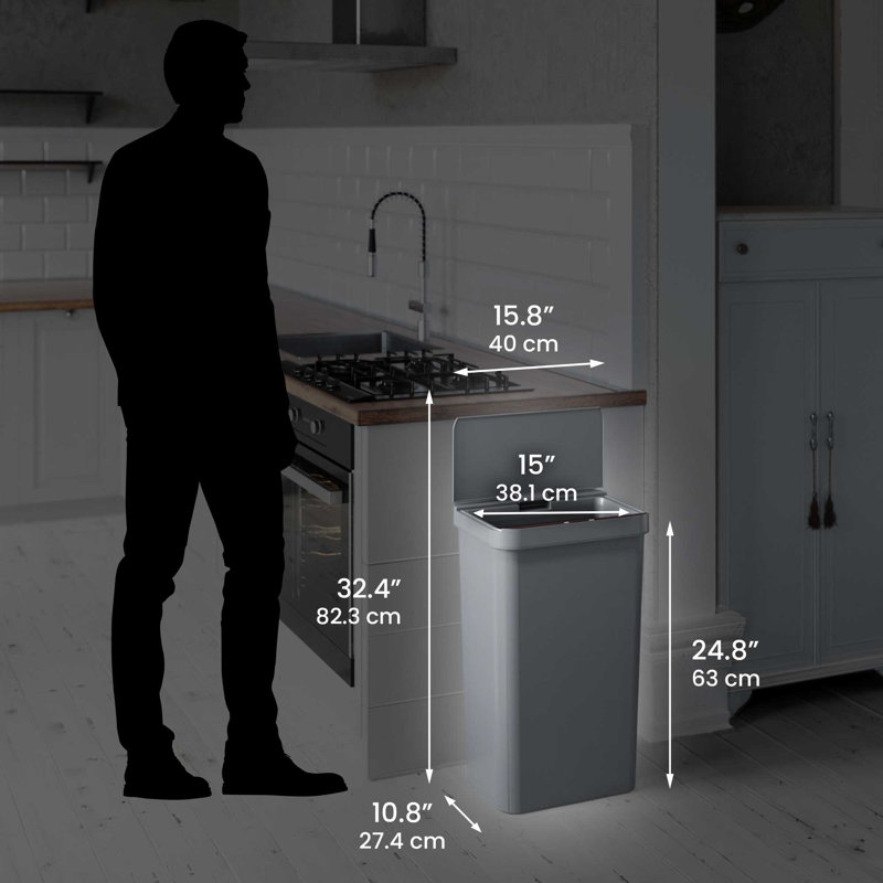 Poubelle à capteur en plastique Itouchless Prime de 13,2 gallons, fabrication durable à l'épreuve des bosses, bac automatique compact et compact idéal pour la cuisine, la maison, le bureau, les entreprises et le garage