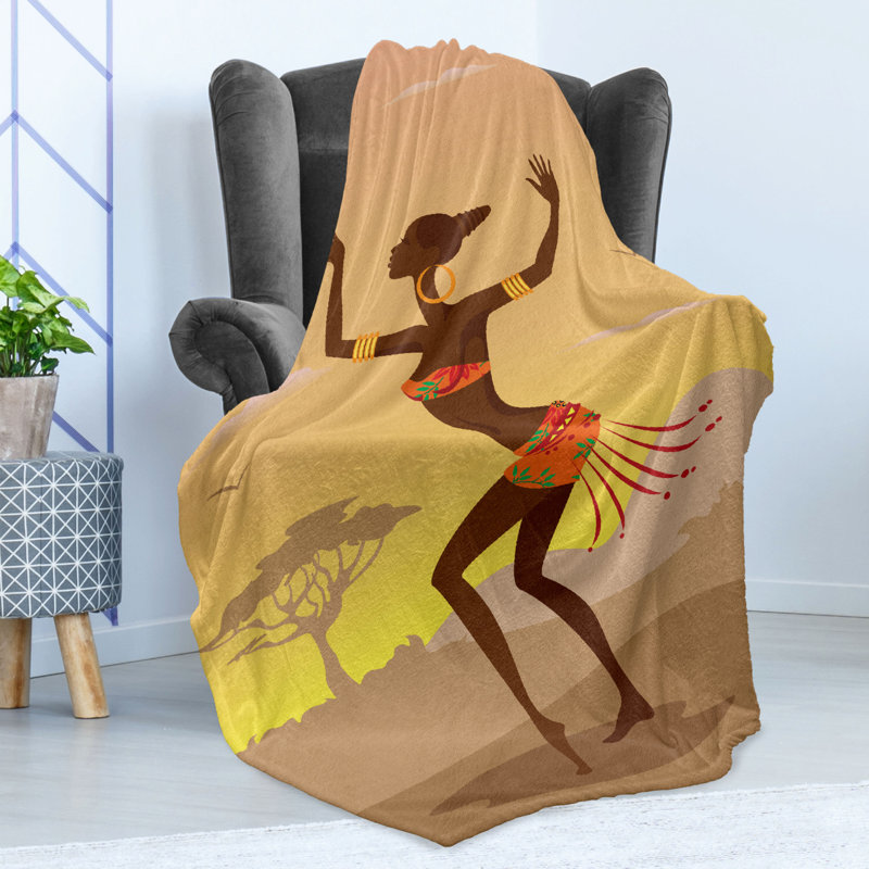 Ambesonne Afro Fleece Throw Blanket Amazon Lady, 70" W x 90" L