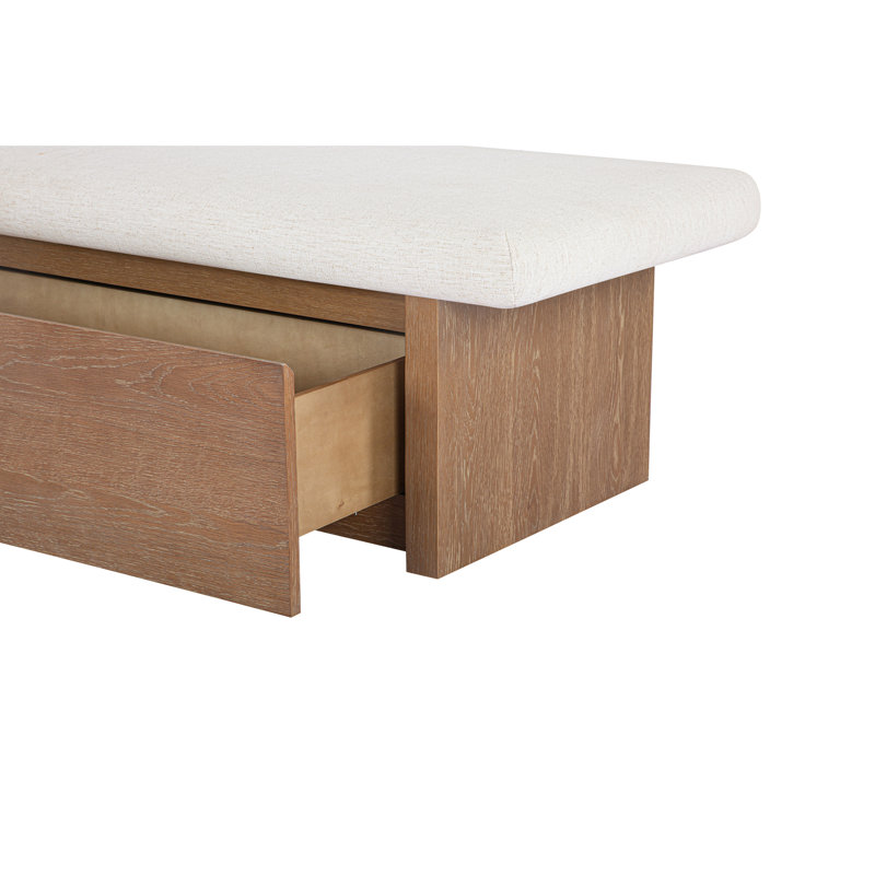 Polyester Blend Upholstered Storage Bench, White