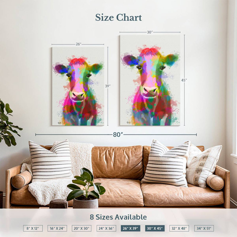 Vache Brampt Rainbow Splash, H 39 po x l 26 po