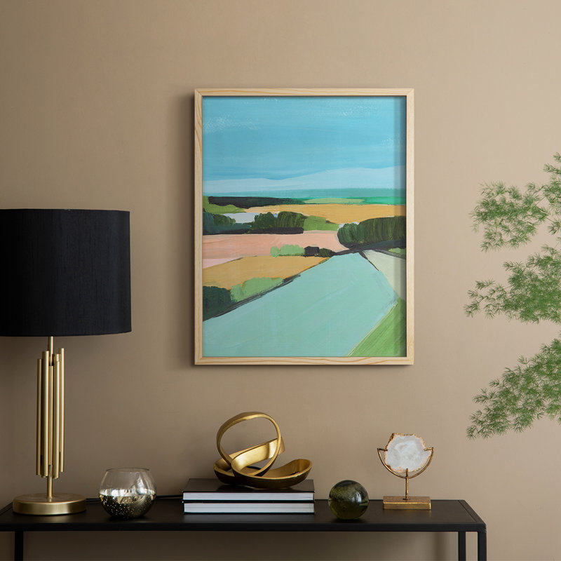 «Bright Colored Countryside II», reproduction encadrée - bois massif, H 11 po x l 9 po