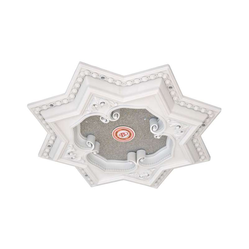 White and Silver Eight Pointed Star Ceiling Medallion 24in
