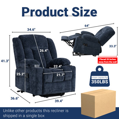 Power Lift Zero Gravity Recliner With Massage Heat Cup Holders  Side Pocket and USB Port