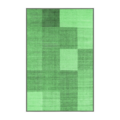 Tapis contemporains vert émeraude lavable à la machine 1801