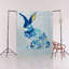 Tapis décoratif moderne bleu à motif de lapin-337325866