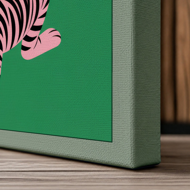 Geometric Tiger Art Deco - Wrapped Canvas, 18x12 - 45.7 x 30.5 cm, Sage Border