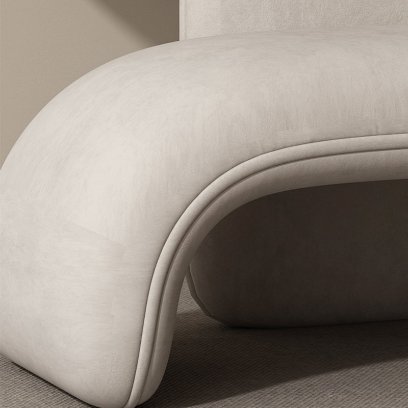 Chaise longue rembourrée Svetlin, Accoudoir à droite (vu de face), Beige