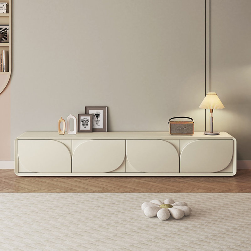 Meuble télé moderne en bois massif blanc, H 14,37 po x L 70,87 po x l 15,75 po