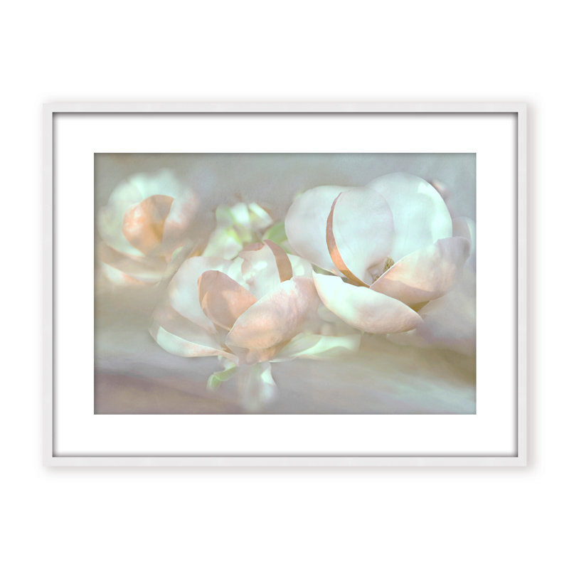 Nature Inspired Magnolia Dreams, 24" H x 30" W x 1.125" D, Framed Matted Print, White