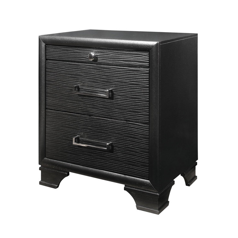 Spacious Drawer Nightstand Grey Gray, Solid Wood + , Tapered Legs For A Timeless Appeal Gray Bedroom With Interior And Bottom Drawers