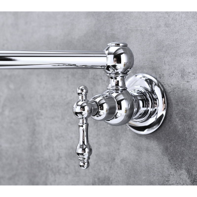Folding Kitchen Pot Filler Faucet, Wall Mount With Arm, Double Handles For Accurate Water Management, Corrosion Finish, Brass Tap, Arm Simple And Practical Filling, To Control Flow, Corrosion, Faucet