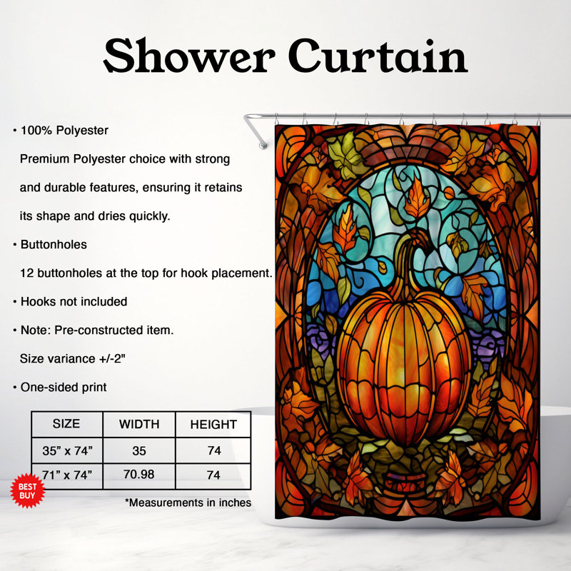Rideau de douche en verre 1 pièce, H 74 po x l 71 po