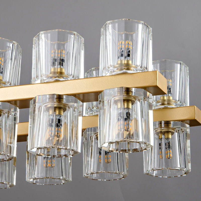 Jaylnn 60 - Light 54’’  Crystal Dimmable LED Kitchen Island Rectangle Chandelier(Includes 60XG4 Bulbs), Gold