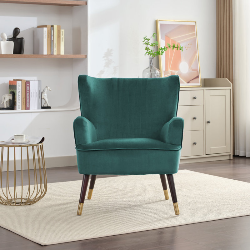 Dawe Velvet Wingback Chair, Green