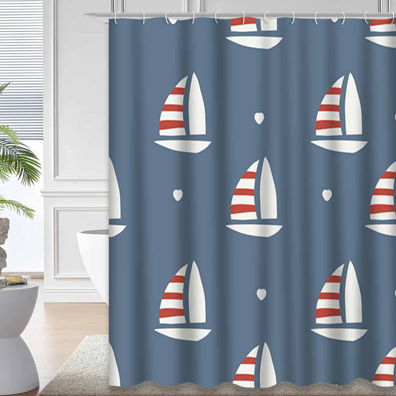 Rideau de douche imperméable avec 12 crochets SailorHeart, L 72 po x l 78 po
