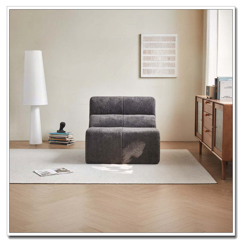 Fauteuil d'appoint, fauteuil sans accoudoirs en velours, Gris