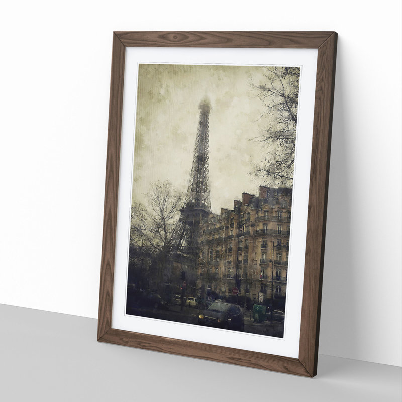 Eiffel Tower Vol.1 - Picture Frame Graphic Art, 65cm H x 48cm W x 2cm D, Walnut Framed