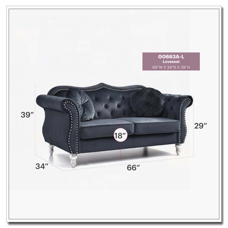 Elegant Transitional Black Loveseat, Black