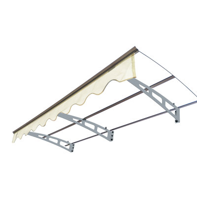 Auvent pour fenêtre de porte 79 "X 34" - Support en feuille de polycarbonate et en alliage d'aluminium Protection Upf80 +, chaleur pour mur en béton avec supports de cantonnière Upf50 + antirouille