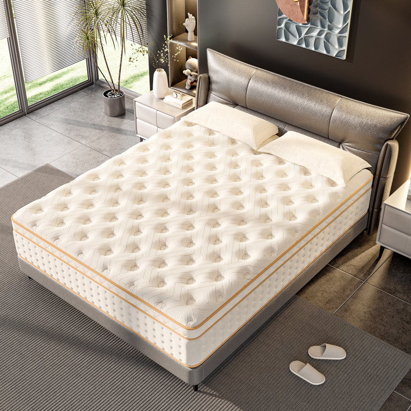 Matelas hybride à ressorts ensachés en mousse à mémoire de forme 10 po / 12 po dans une boîte à soulagement de la pression mi-ferme pour isolement de mouvement CertiPUR-US