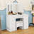 Makeup Vanity with 10 Bulbs, Upholstered Stool, 9 Drawers and USB Port