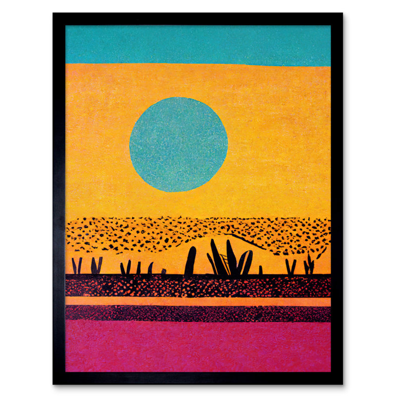Desert Roadside Oasis Pop Art Surreal - Single Picture Frame Print, 25.9cm H x 20.6cm W x 1.5cm D