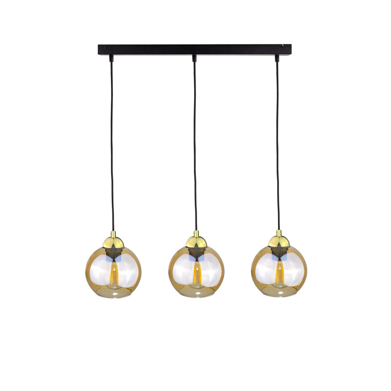 3 - Light Kitchen Island Pendant, Black/Gold