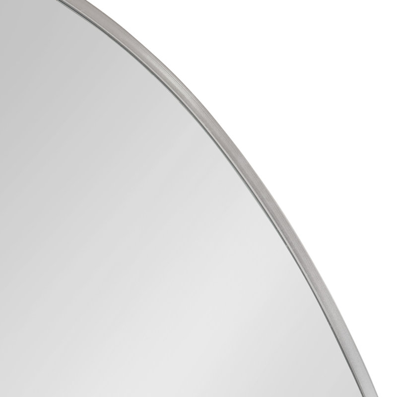 Miroir rond en métal Anacleta, Argent, 24 po x 36 po