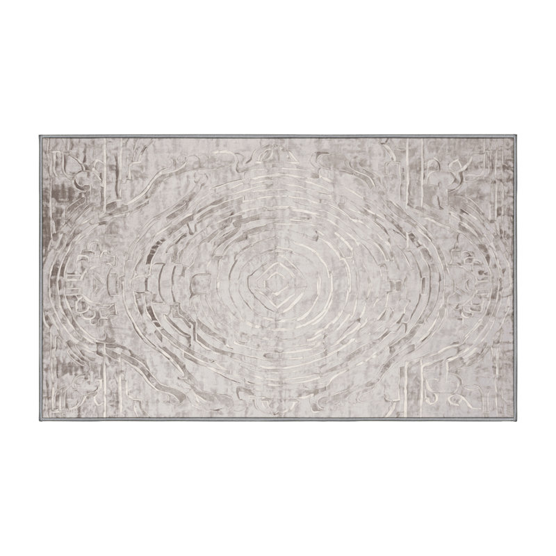 Machine Washable Gray Area Rug, Rectangle 7' x 9'
