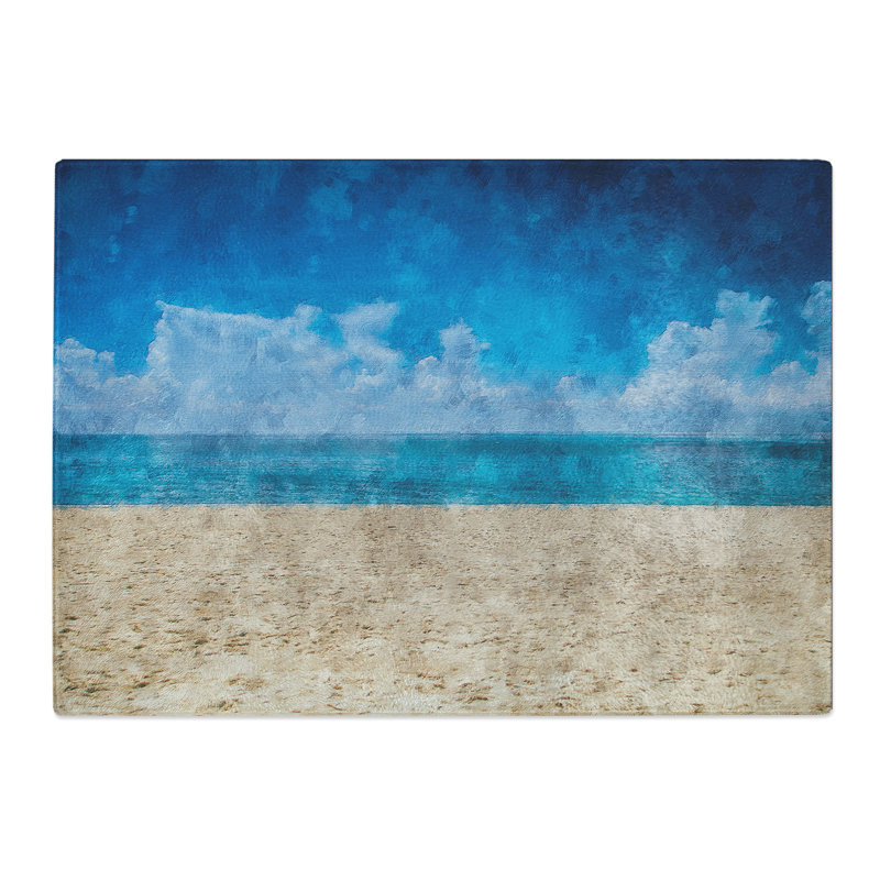 Tempered Glass Beach in Mexico Painting Chopping Board, 28.5 cm x 39 cm