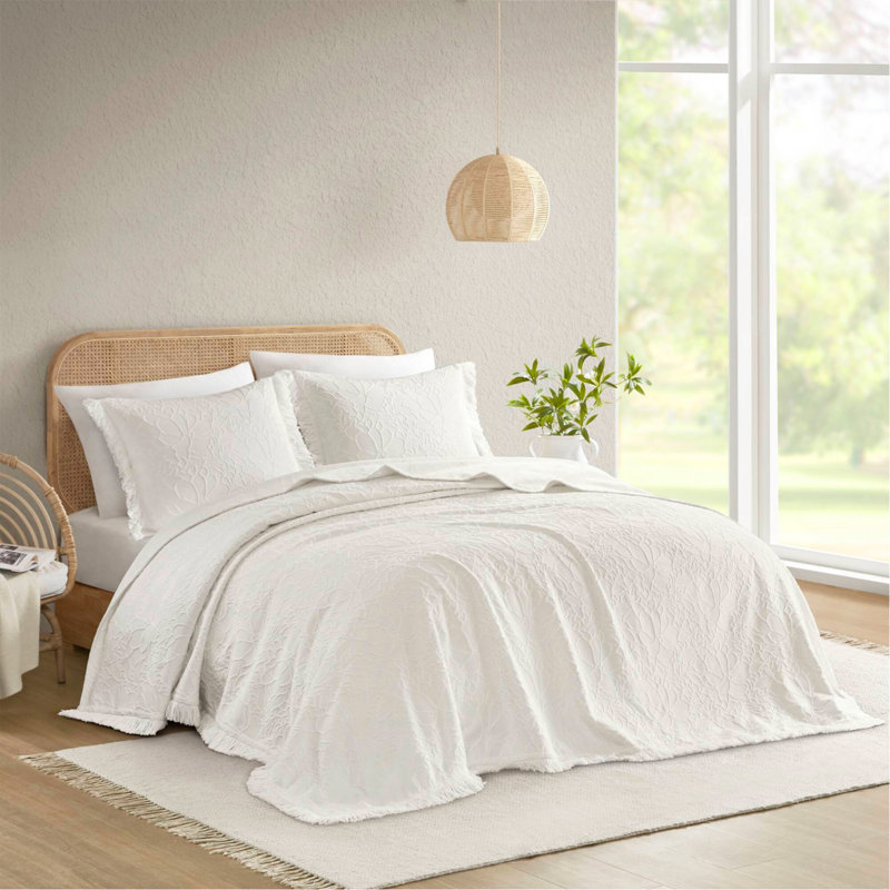 3PCS Queen Bedspread Set, White