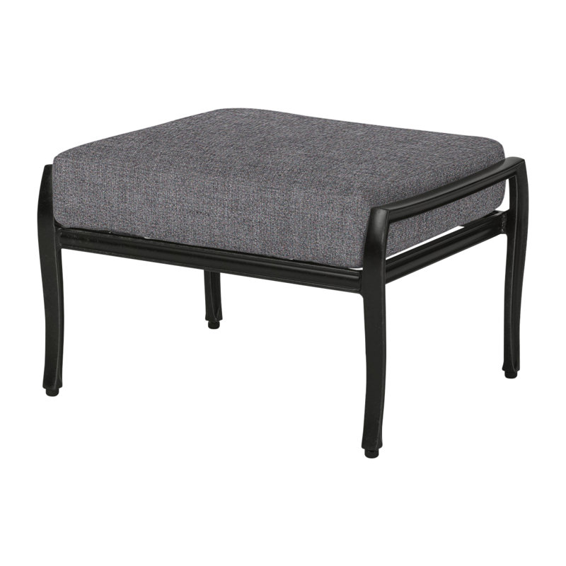 Edge Outdoor Ottoman, Cast Slate Sunbrella® Plainweave, Midnight Gold