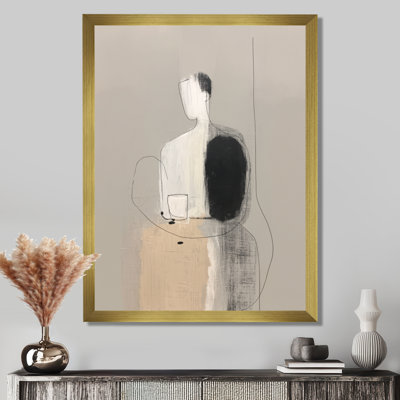 Formes noires avec mélange abstrait gris minimalisme - impression sur toile encadrée minimaliste, art mural gris minimaliste