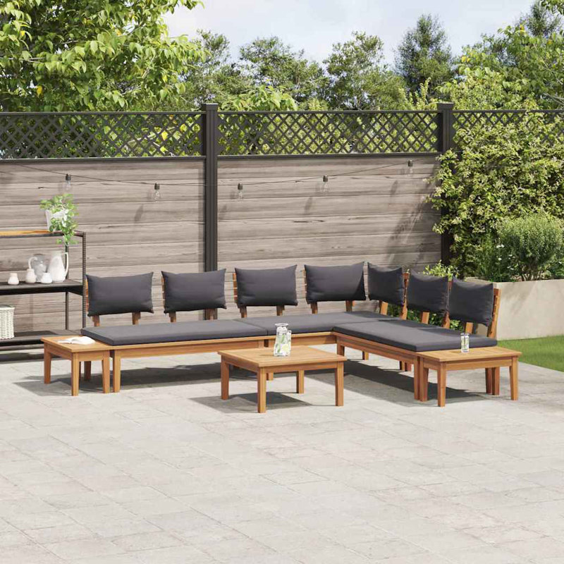  Garden Bench Set With Cushion With Storage 3 Pcs Brown, Grey