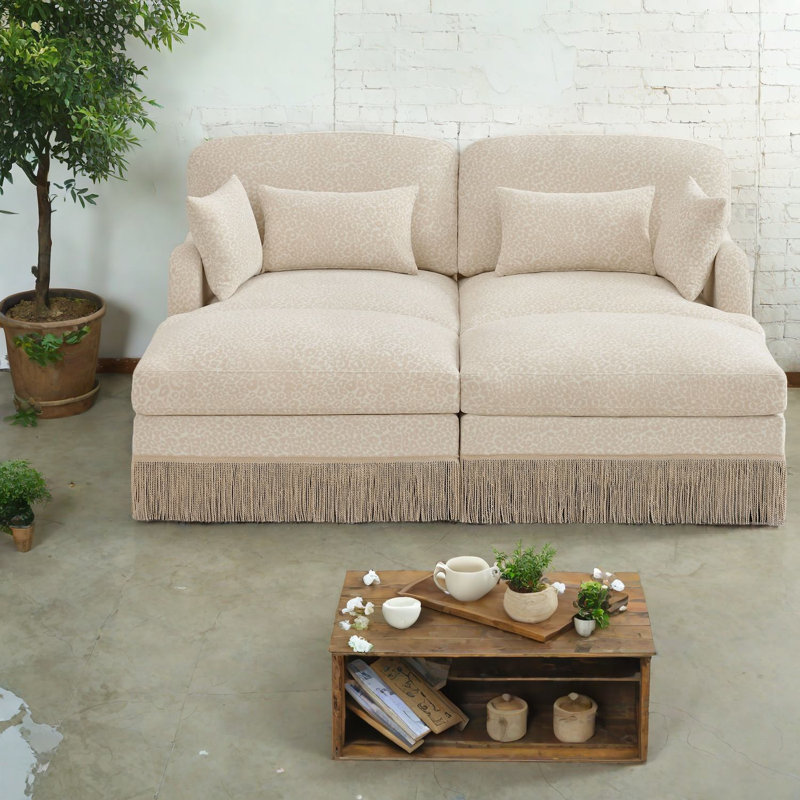 Deep Seat Modular Sofas, Chenille Contemporary Tassel Sofa For Home